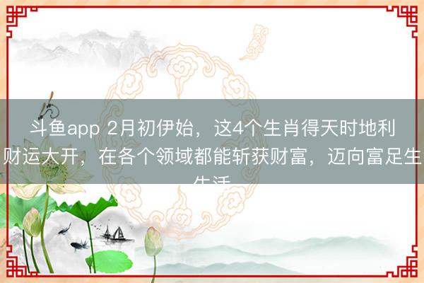 斗鱼app 2月初伊始，这4个生肖得天时地利，财运大开，在各个领域都能斩获财富，迈向富足生活