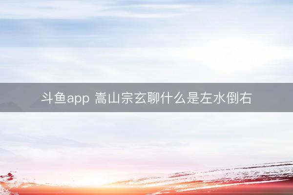 斗鱼app 嵩山宗玄聊什么是左水倒右