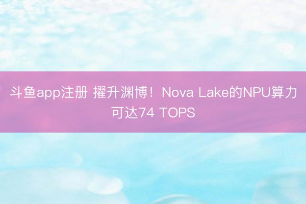 斗鱼app注册 擢升渊博！Nova Lake的NPU算力可达74 TOPS