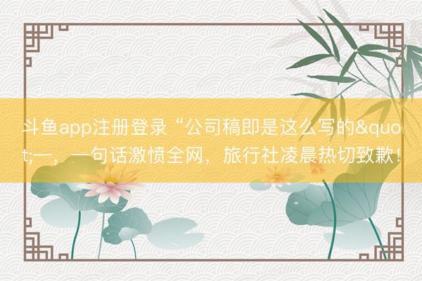 斗鱼app注册登录 “公司稿即是这么写的"—，一句话激愤全网，<a href=