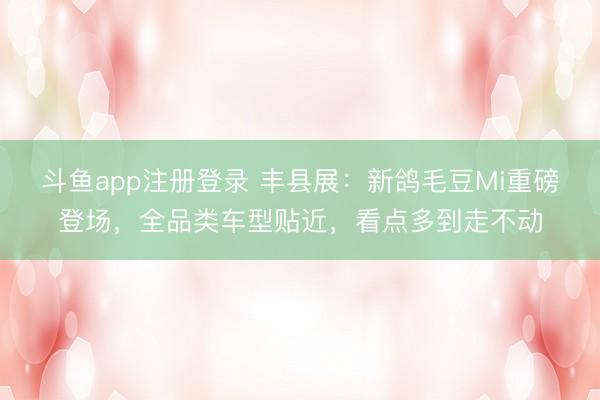斗鱼app注册登录 丰县展：新鸽毛豆Mi重磅登场，全品类车型贴近，看点多到走不动