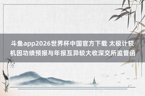 斗鱼app2026世界杯中国官方下载 太极计较机因功绩预报与年报互异较大收深交所监管函