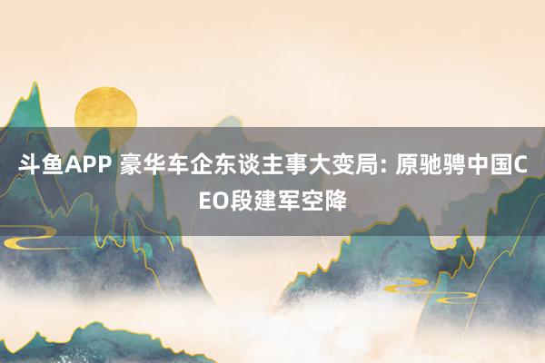 斗鱼APP 豪华车企东谈主事大变局: 原驰骋中国CEO段建军空降