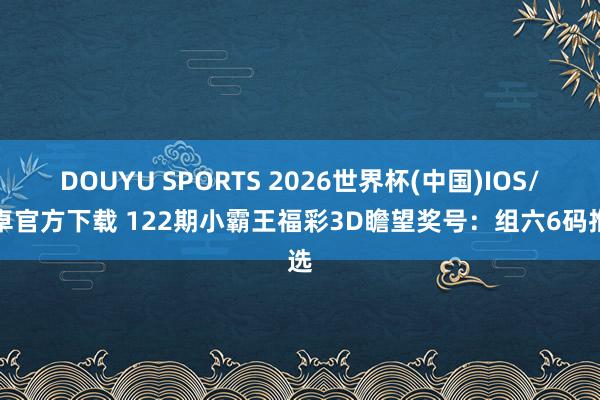 DOUYU SPORTS 2026世界杯(中国)IOS/安卓官方下载 122期小霸王福彩3D瞻望奖号：组六6码推选