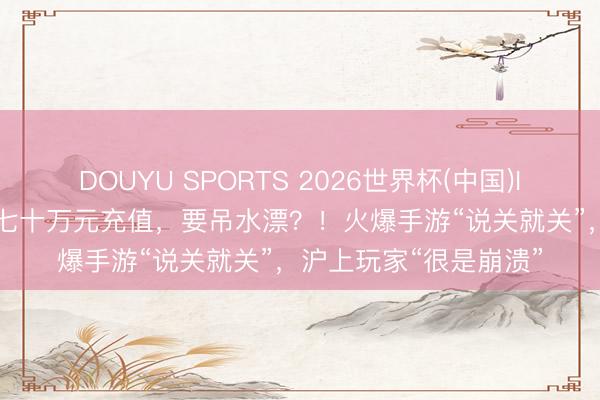 DOUYU SPORTS 2026世界杯(中国)IOS/安卓官方下载 六七十万元充值，要吊水漂？！火爆手游“说关就关”，沪上玩家“很是崩溃”