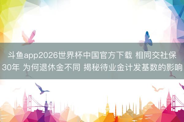 斗鱼app2026世界杯中国官方下载 相同交社保30年 为何退休金不同 揭秘待业金计发基数的影响