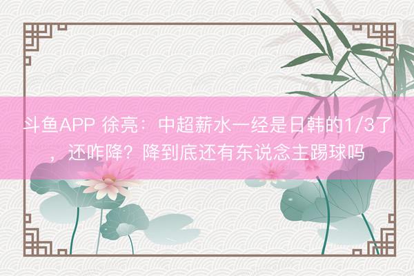 斗鱼APP 徐亮：中超薪水一经是日韩的1/3了，还咋降？降到底还有东说念主踢球吗